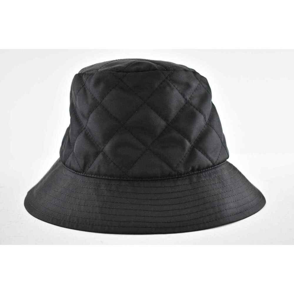Celine Paris Black Quilted White Logo Nylon Twill Orange Sun Bucket Hat XS - Picture 8 of 12